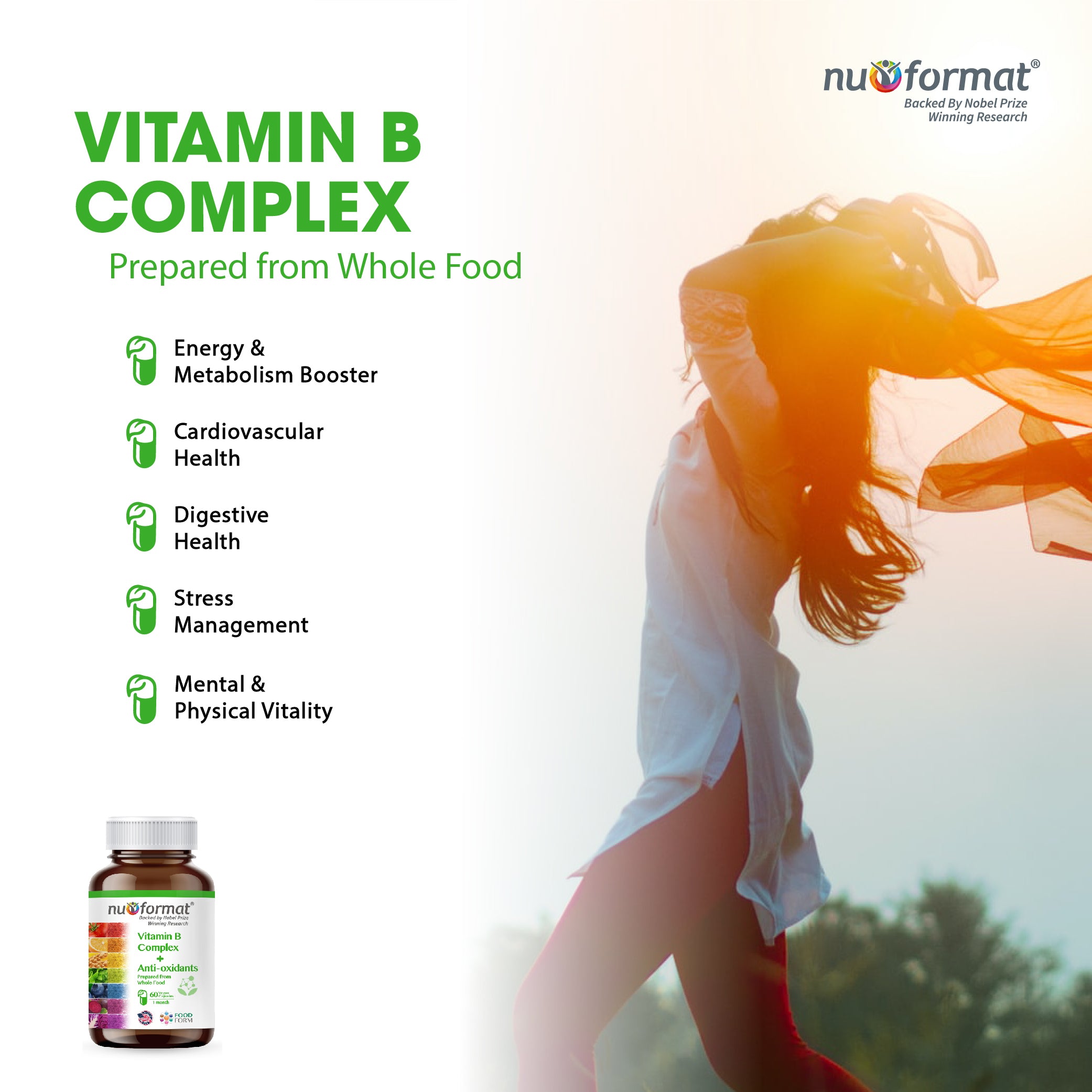 Nu-Format Vitamin B Complex + Anti-oxidants (60 capsules)